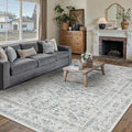 Blue 6x9 Area Rug Vintage Washable Living Room Carpet Non Slip Bedroom Indoor by PureCozy