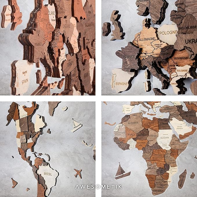 Handmade 3D Wood World Map Wall Art Large Wall Decor Track Your World Travels - Image 9