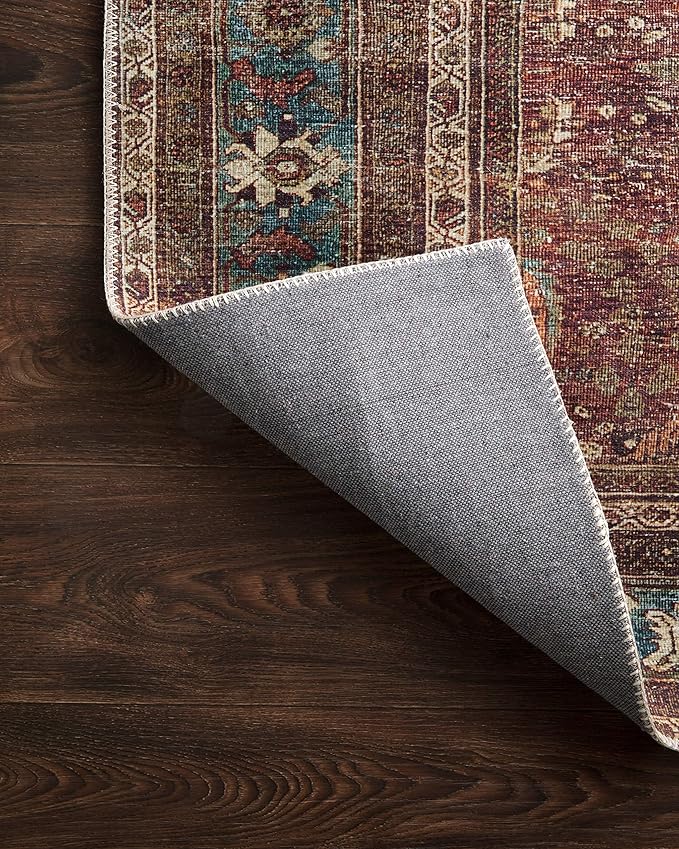 Loloi Layla Collection LAY-01 Brick/Blue 5'-0" x 7'-6" .13" Thick Area Rug - Image 8