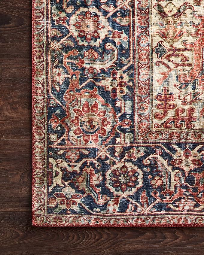 Loloi Layla Collection LAY-08 Red/Navy 2'-6" x 7'-6" .13" Thick Runner Rug - Image 6