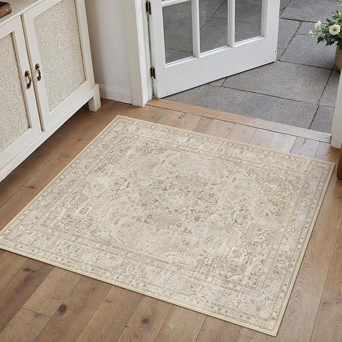 Brown 2x3 Area Rug Washable Vintage Small Carpet by PureCozy