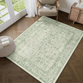 Sage Green Area Rug 3x4 Washable Office Entryway Carpet Vintage Distressed Non by PureCozy