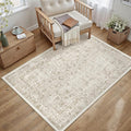 Light Brown Area Rug 3x5 Office Entryway Rug Machine Washable Kitchen Vintage by PureCozy