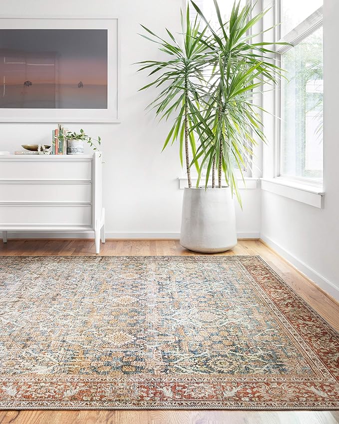 Loloi Layla Collection LAY-04 Ocean/Rust 9'-0" x 12'-0" .13" Thick Area Rug by Loloi