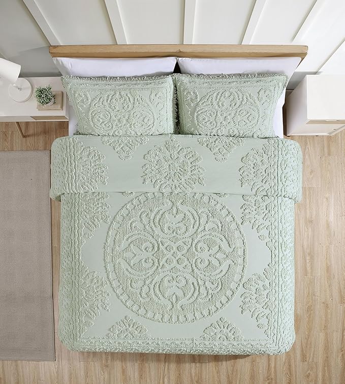 Beatrice Home Fashions Medallion Chenille Bedspread, King Sham - Image 3