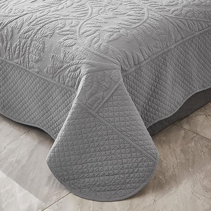 MarCielo 3-Piece 100% Cotton Oversized Bedspread Lightweight Quilt Coverlet - Image 4