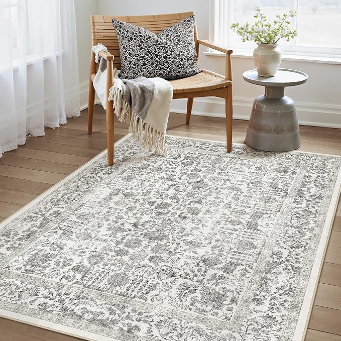 Black Area Rug 3x5 Office Entryway Rug Machine Washable Kitchen Vintage - Image 6