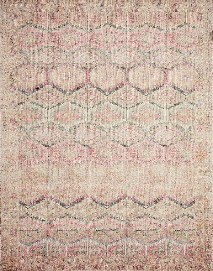 Loloi Layla Collection LAY-17 Pink/Lagoon 3'-6" x 5'-6" .13" Thick Accent Rug - Image 3
