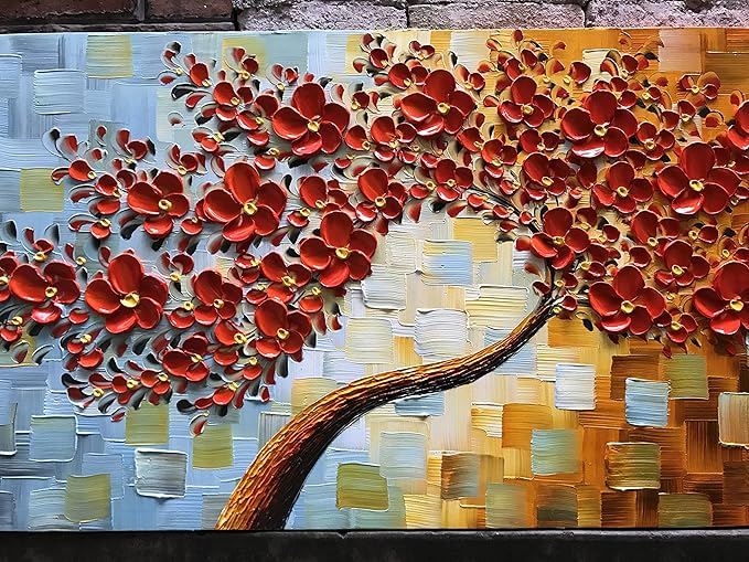 YaSheng Art - large size Red Flower Canvas Wall Art handpainted Contemporary - Image 6