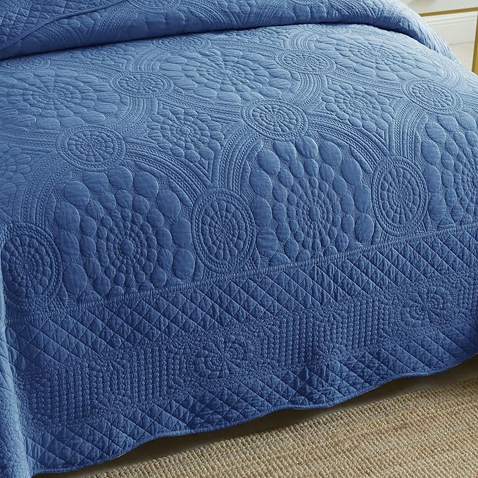MarCielo 3-Piece 100% Cotton Oversized Bedspread Lightweight Quilt Coverlet - Image 4