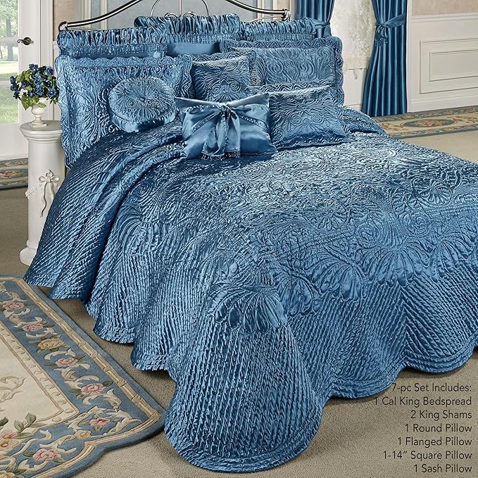 Touch of Class Portia Luxury Bedding | Sapphire Blue | Quilted Polyester Satin - Image 2