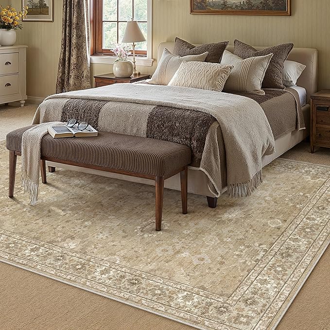 5x7 Brown Area Rug Non Slip Vintage Living Room Distressed Machine Washable - Image 5