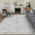 Blue 8x10 Area Rug Vintage Washable Living Room Carpet Non Slip Bedroom Indoor by PureCozy