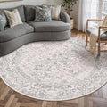 Grey Round Area Rug 6ft Entryway Door Mat Small Circle 6x6 Kitchen Vintage by PureCozy