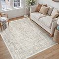 Taupe Area Rug 4x6 Office Entryway Rug Machine Washable Kitchen Vintage by PureCozy