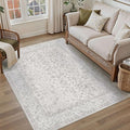 4x6 Grey Area Rug Non Slip Vintage Office Entryway Rug Distressed Machine by PureCozy
