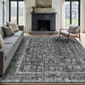Dark Black Area Rug 8x10 Machine Washable Large Vintage Living Room Distressed by PureCozy