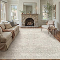Beige 8x10 Area Rug Washable Vintage Carpet by PureCozy