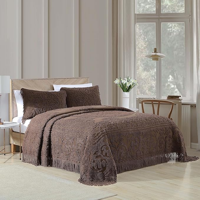 Beatrice Home Fashions Medallion Chenille Bedspread, Standard Sham - Image 3