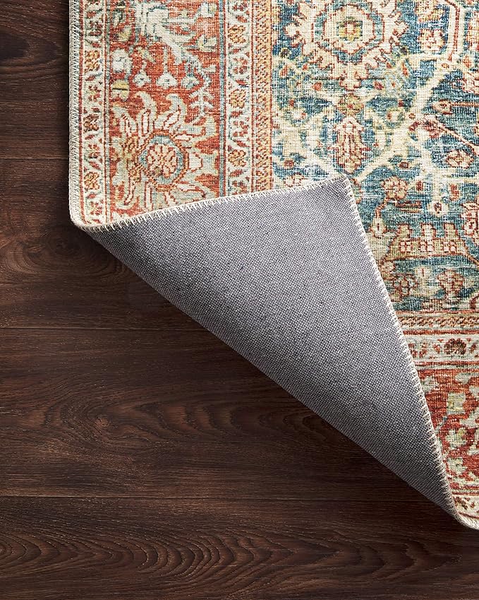 Loloi Layla Collection LAY-04 Ocean/Rust 2'-6" x 7'-6" .13" Thick Runner Rug - Image 6