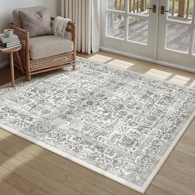 Black Area Rug 3x4 Office Entryway Rug Machine Washable Kitchen Vintage - Image 6