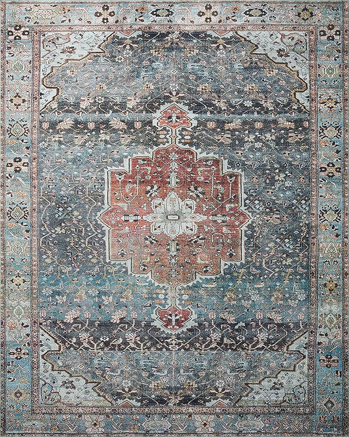 Loloi Margot Collection MAT-05 Ocean/Brick 3'-6" x 5'-6" Accent Rug feat. - Image 2