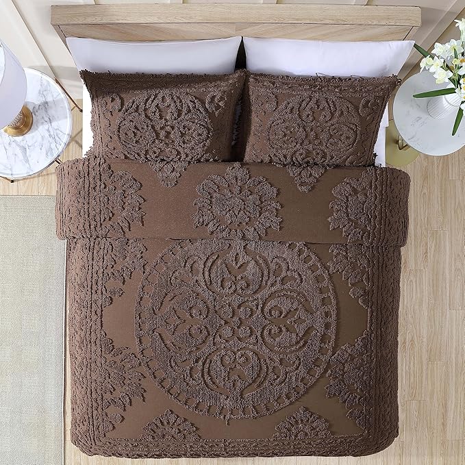 Beatrice Home Fashions Medallion Chenille Bedspread, King Sham - Image 2